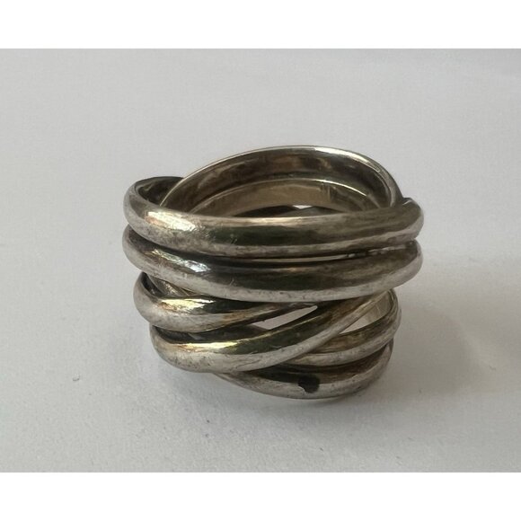 Vintage Mexico 925 Sterling Silver Russian Wedding Multi Ring Rolling Design - Picture 1 of 6